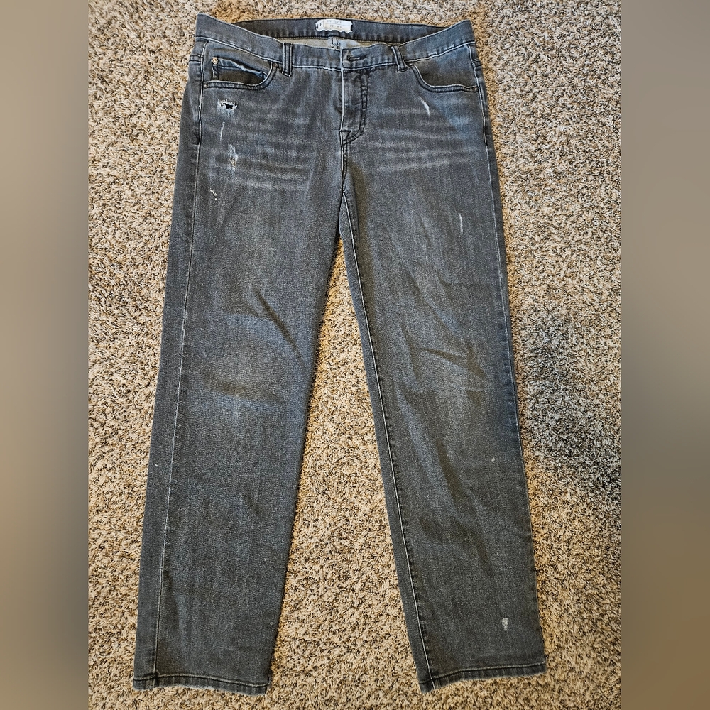 Free People black distressed straight leg jeans, size 30